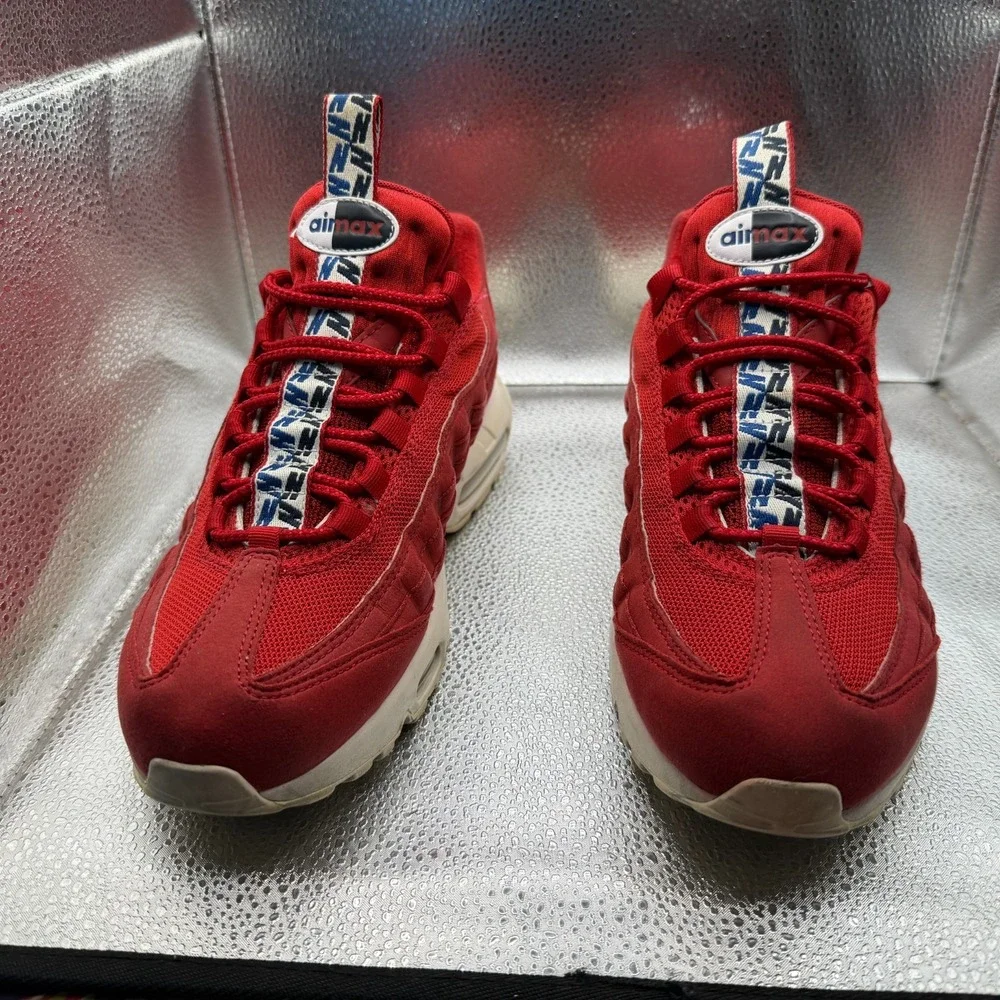 Size 9 Nike Air Max 95 TT Gym Red / Gym Blue-Sail Mens Athletic Shoes AJ1844-600